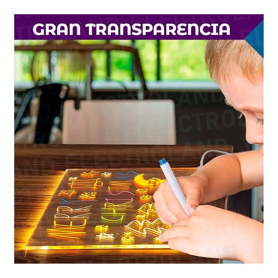 PIZARRA CLICK VENTAS MAGICA LUZ LED USB ACRILICO ANOTADOR DIBUJO LAMPARA - 4