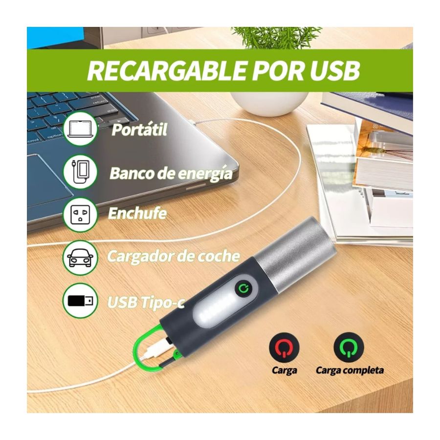 LINTERNA MULTIFUNCIÓN RECARGABLE PARA EXTERIORES LED 800LM - 2