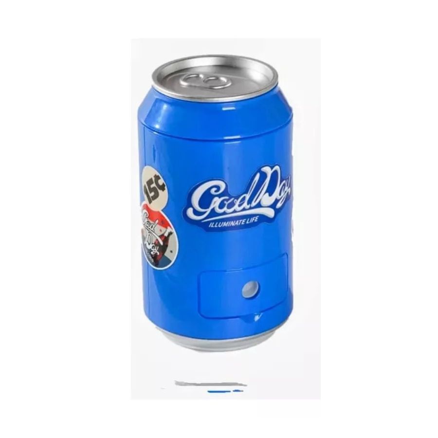 LAMPARA CON FORMA DE LATA DE SODA Y SACAPUNTAS STICKERS USB AZUL - 4
