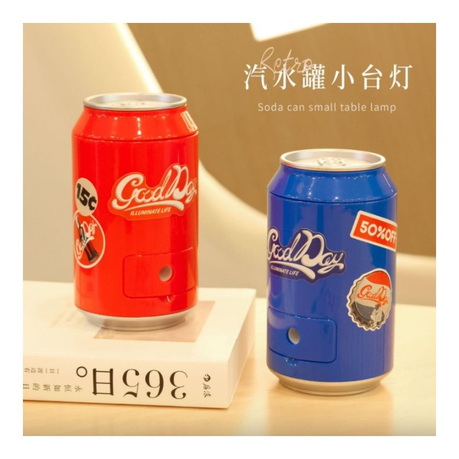LAMPARA CON FORMA DE LATA DE SODA Y SACAPUNTAS STICKERS USB ROJO - 2