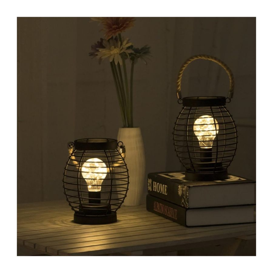 LAMPARA COLGANTE FIERRO LUZ LED DECORATIVA PORTÁTIL - 3