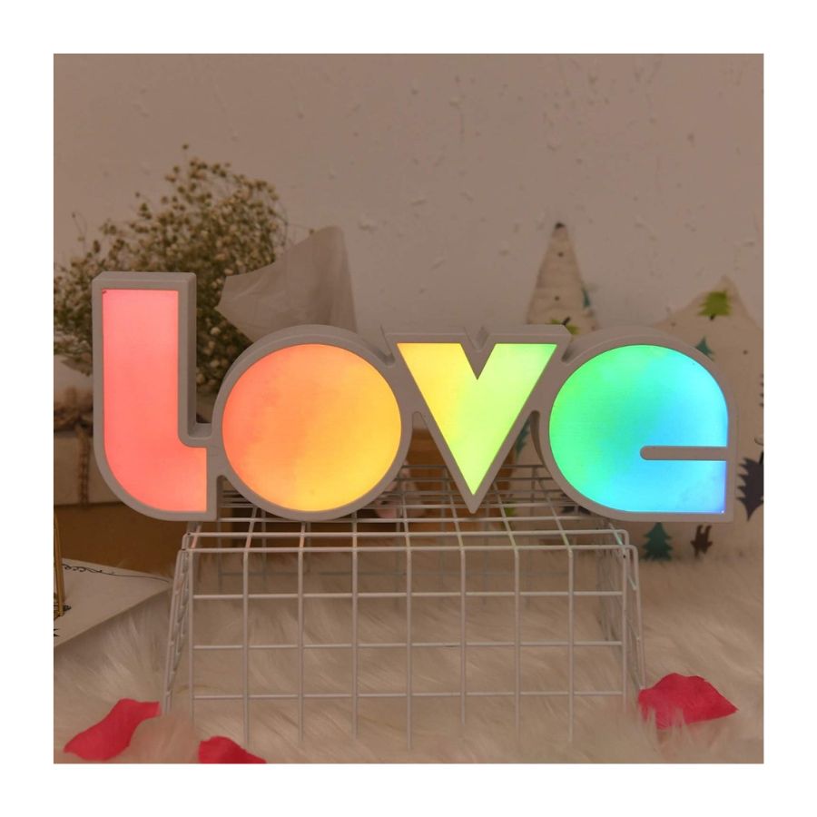 LAMPARA DE NOCHE DECORATIVA FRASE LOVE COLORIDA DE MESA - 3