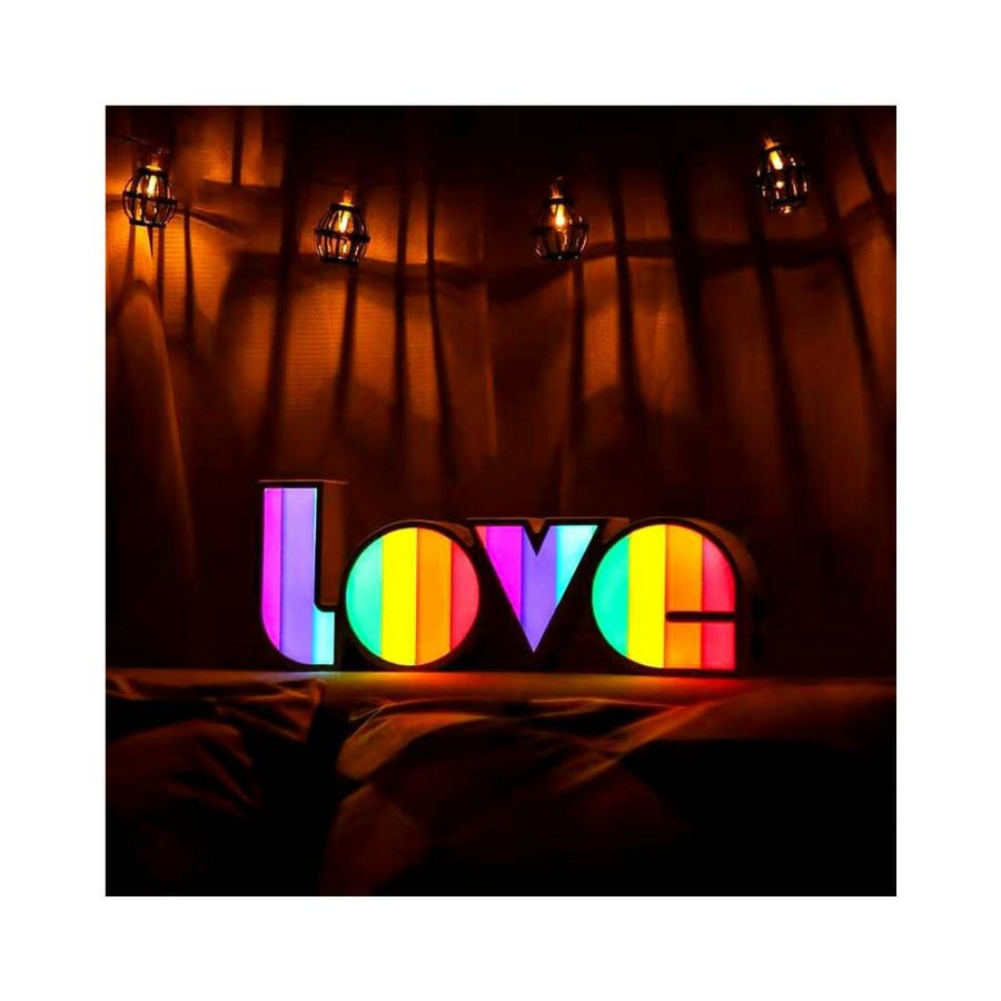 LAMPARA DE NOCHE DECORATIVA FRASE LOVE COLORIDA DE MESA - 4