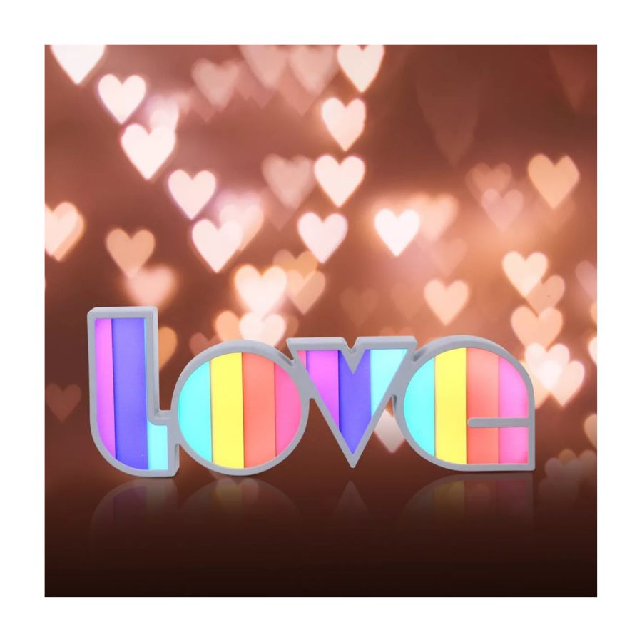 LAMPARA DE NOCHE DECORATIVA FRASE LOVE COLORIDA DE MESA - 5