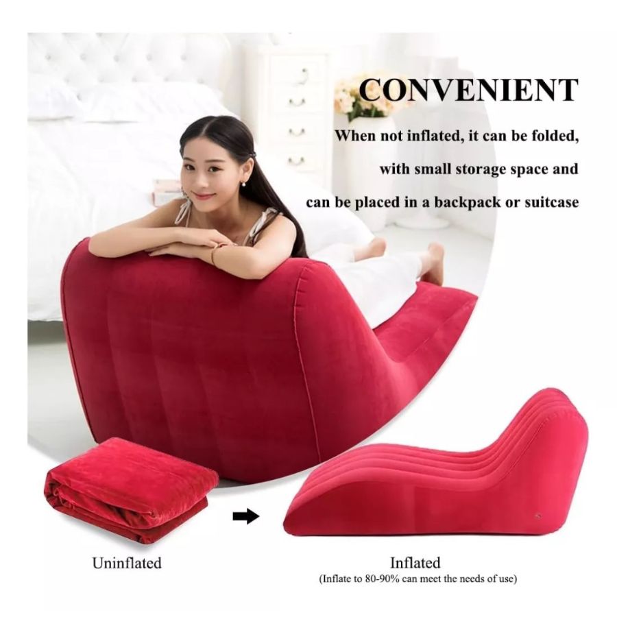 SOFÁ CLICK VENTAS INFLABLE ROJO SILLON SILLA PUFF CAMA LOUNGE PLEGABLE - 2