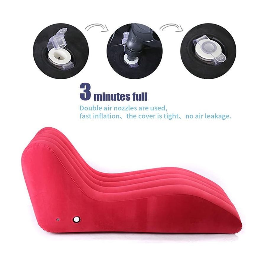 SOFÁ CLICK VENTAS INFLABLE ROJO SILLON SILLA PUFF CAMA LOUNGE PLEGABLE - 4