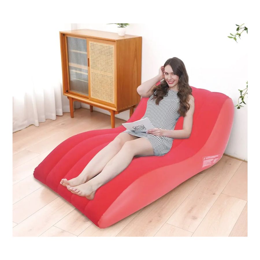 SOFÁ CLICK VENTAS INFLABLE ROJO SILLON SILLA PUFF CAMA LOUNGE PLEGABLE - 5