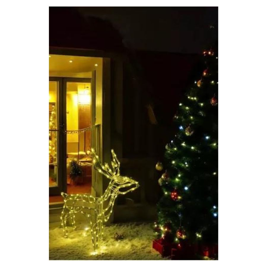 RENO NAVIDEÑO LUZ LED SOLAR DECORATIVO 90CM AMARILLO - 3