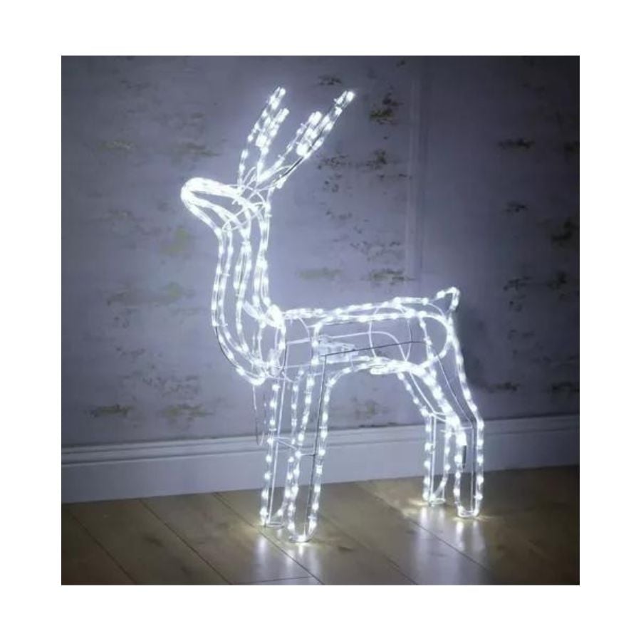 RENO NAVIDEÑO LUZ LED SOLAR DECORATIVO 120CM BLANCO - 2