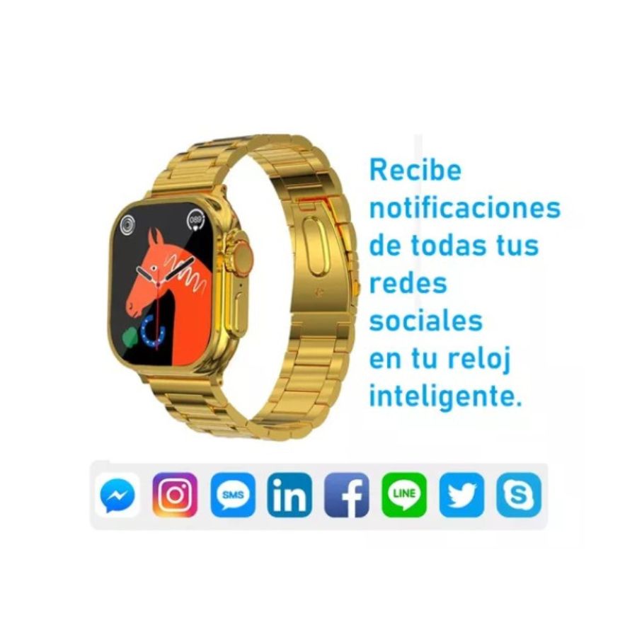 RELOJ SMARTWATCH INTELIGENTE X90 ULTRA MAX 2 ACERO DORADO - 3