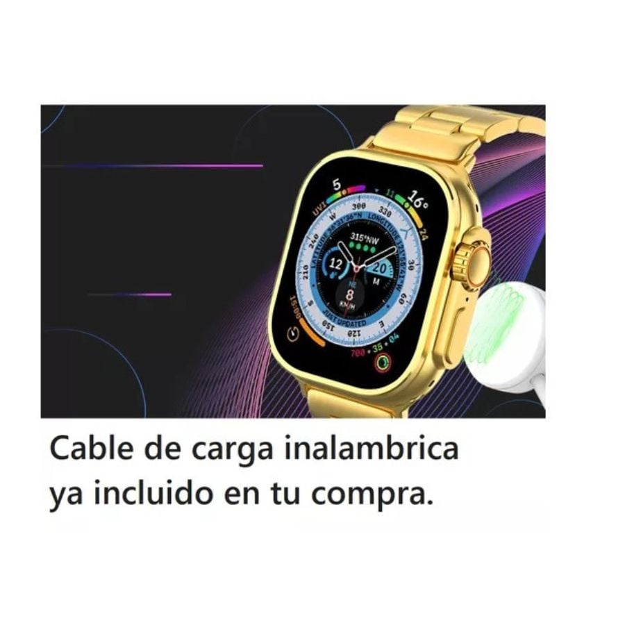 RELOJ SMARTWATCH INTELIGENTE X90 ULTRA MAX 2 ACERO DORADO - 4