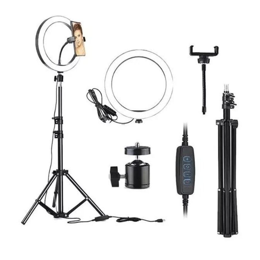 ARO LUZ LED 26CM CON TRÍPODE 2MTS FOTOGRAFIA PORTATIL - 1
