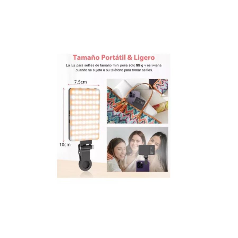 LUZ LED CLICK VENTAS SELFIE ADAPTABLE PORTATIL CELULAR NOTEBOOK IPHONE ANDROID - 2