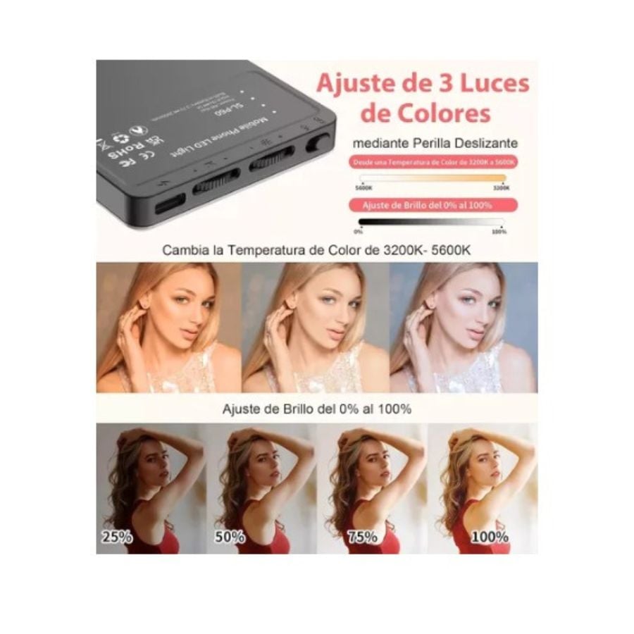 LUZ LED CLICK VENTAS SELFIE ADAPTABLE PORTATIL CELULAR NOTEBOOK IPHONE ANDROID - 4