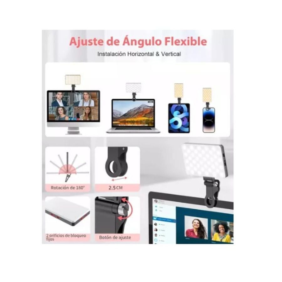 LUZ LED CLICK VENTAS SELFIE ADAPTABLE PORTATIL CELULAR NOTEBOOK IPHONE ANDROID - 5