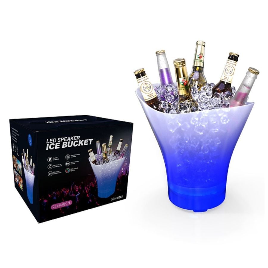 HIELERA PARLANTE CUBETERA LED BLUETOOTH GRANDE 7 LITROS PORTATIL - 1