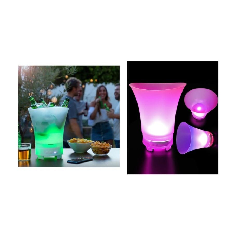 HIELERA PARLANTE CUBETERA LED BLUETOOTH GRANDE 7 LITROS PORTATIL - 2