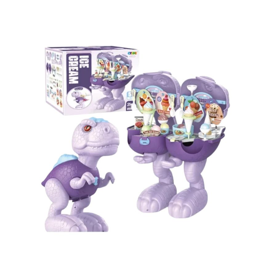 JUGUETE CLICK VENTAS HELADERÍA INFANTIL TIRANOSAURIO REX LILA INTERACTIVO - 3