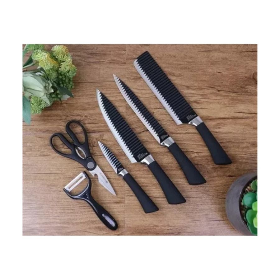 SET DE 6 CUCHILLOS JUEGO CUCHILLOS COCINA TIJERA PELADOR - 3