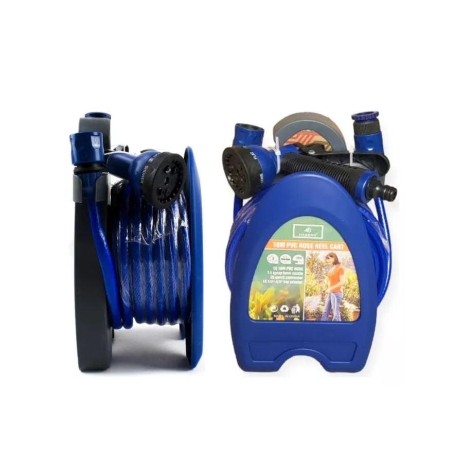 KIT RIEGO CLICK VENTAS LAVADO MANGUERA CON SOPORTE Y PISTOLA 10 METROS AZUL - 3