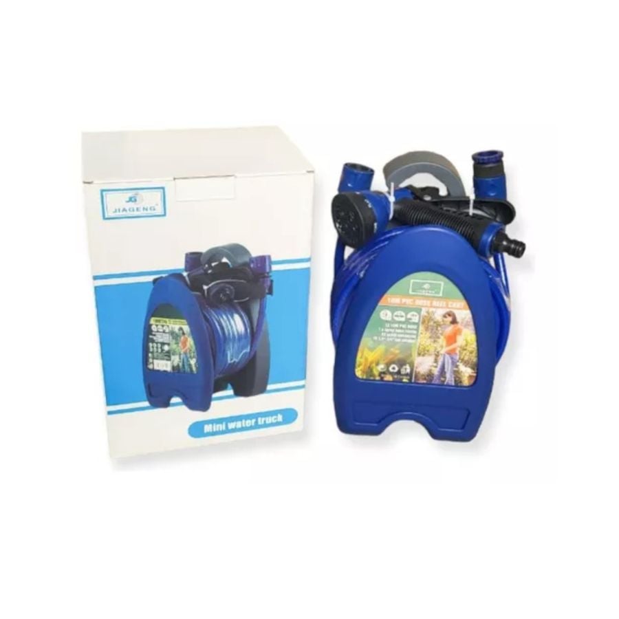 KIT RIEGO CLICK VENTAS LAVADO MANGUERA CON SOPORTE Y PISTOLA 10 METROS AZUL - 4