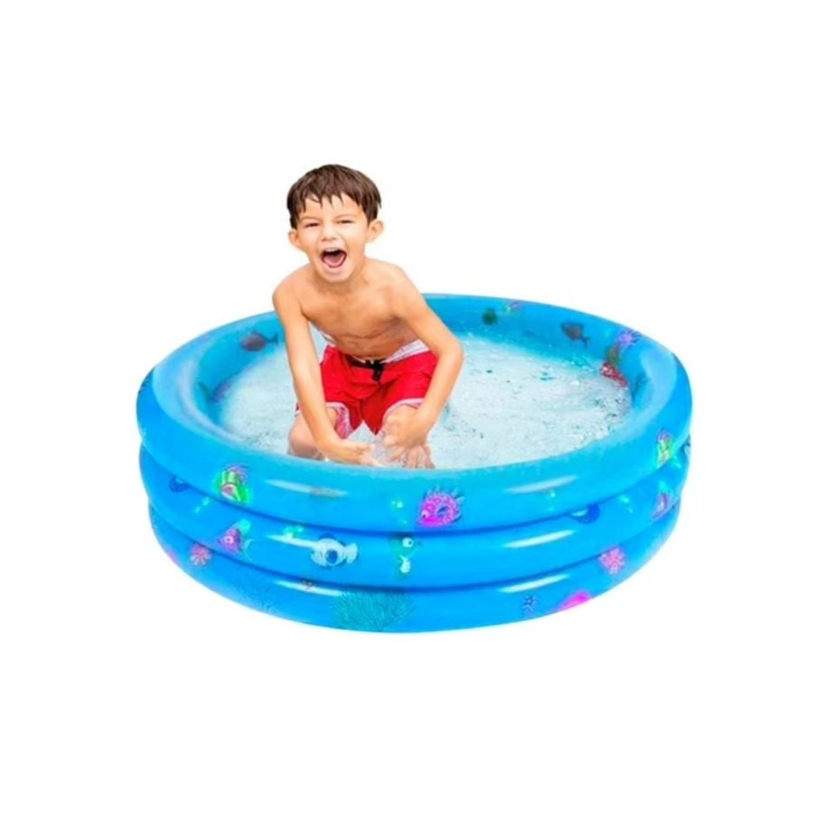 PISCINA INFLABLE REDONDA GENÉRICA 140CM PLÁSTICO AZUL - 1