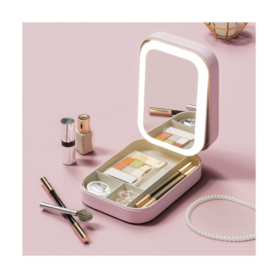 MINI ESTUCHE DE MAQUILLAJE CON LUZ LED FÁCIL TRANSPORTAR,USB - 2