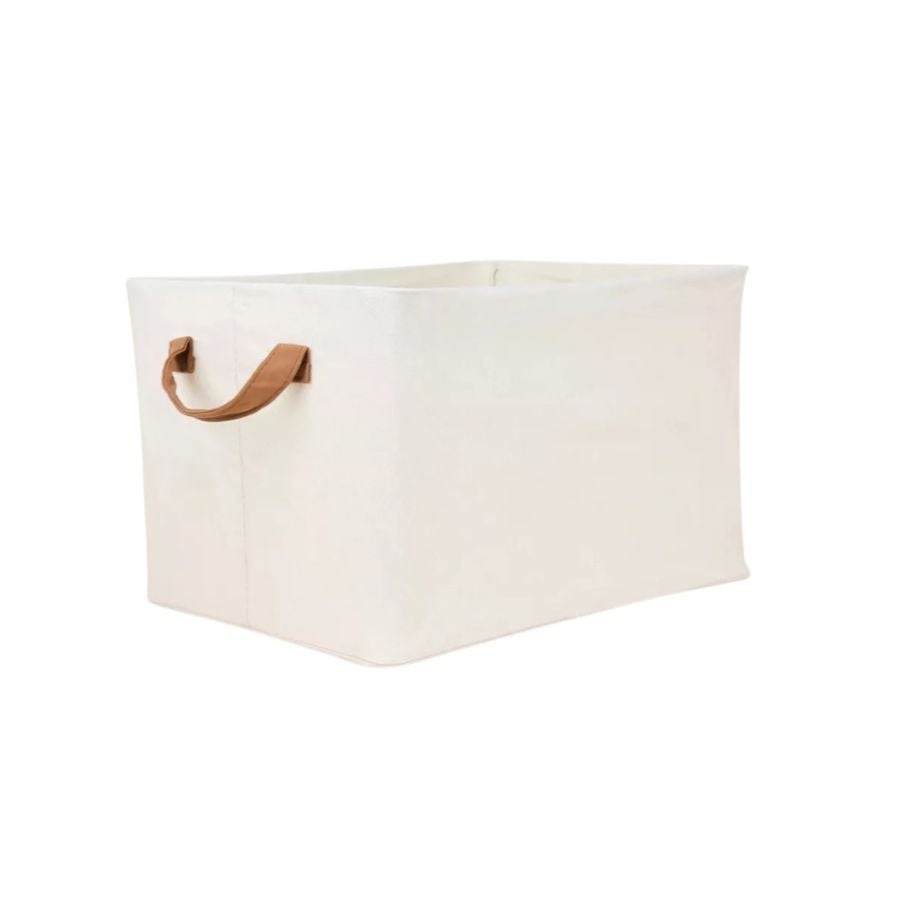 CAJA ORGANIZADOR ROPA BEIGE ASA ALMACENAMIENTO PLEGABLE - 1