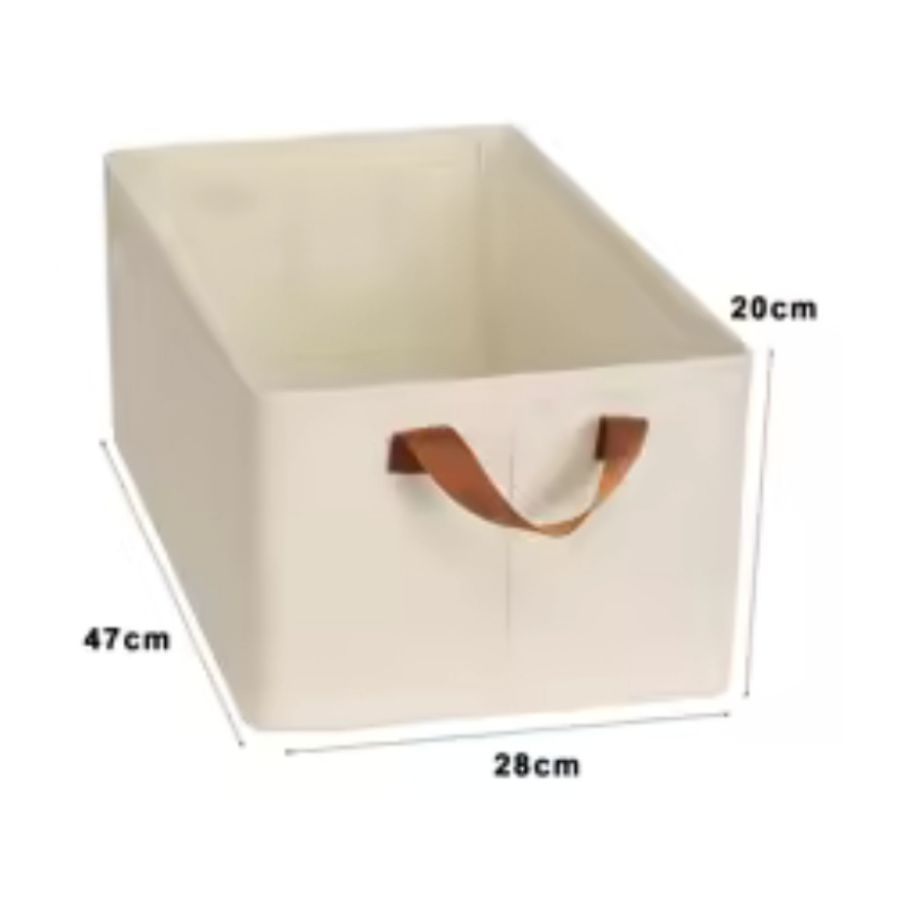 CAJA ORGANIZADOR ROPA BEIGE ASA ALMACENAMIENTO PLEGABLE - 2