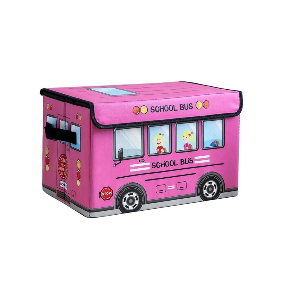 ORGANIZADOR DE TELA CON TAPA PARA GUARDAR JUGUETES ROSA - 1