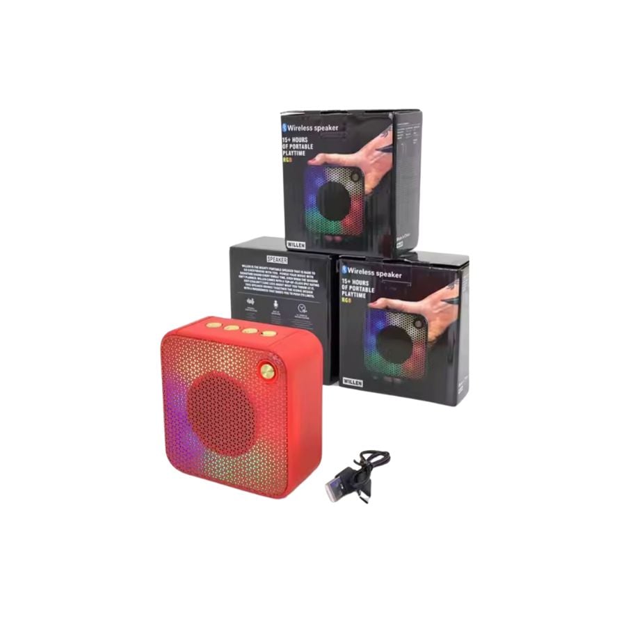 MINI PARLANTE ALTAVOZ PORTÁTIL CON MICRÓFONO ROSA - 2
