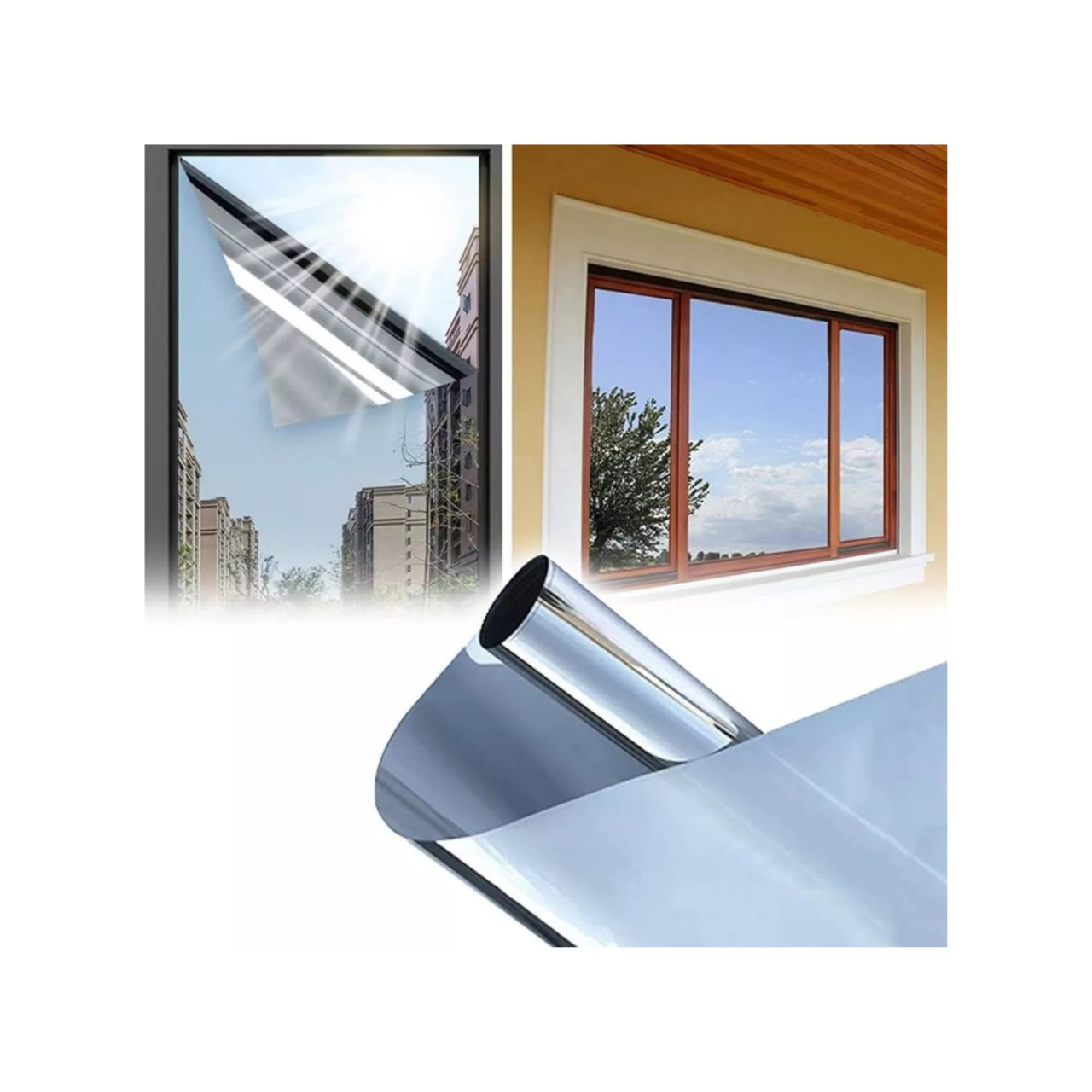 LÁMINA CLICK VENTAS ESPEJADA PRIVACIDAD VENTANA EFECTO ESPEJO 1MX60CM PLATEADO - 3