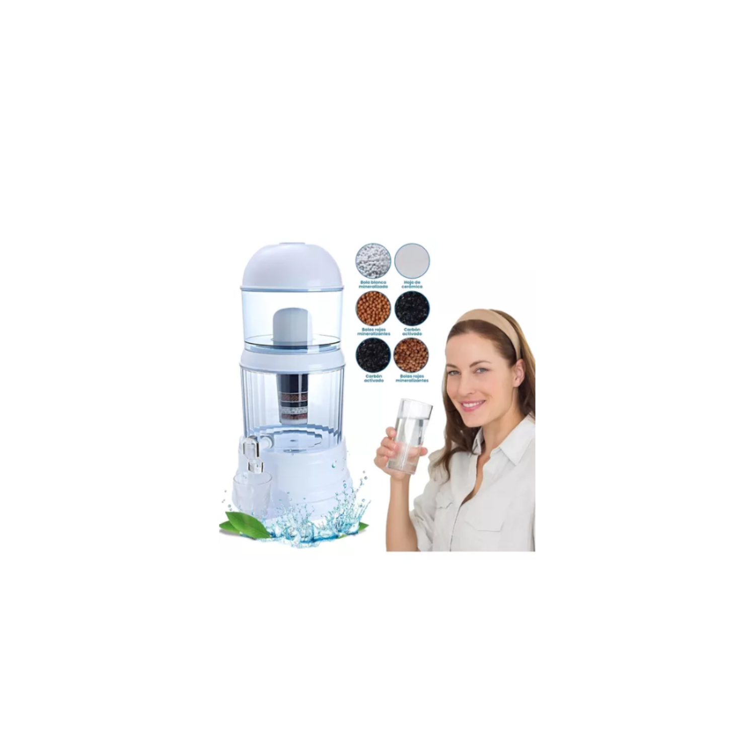 PURIFICADOR MINERALES SODIO FILTRO AGUA DE MESA 14L 7 ETAPAS COLOR BLANCO - 1