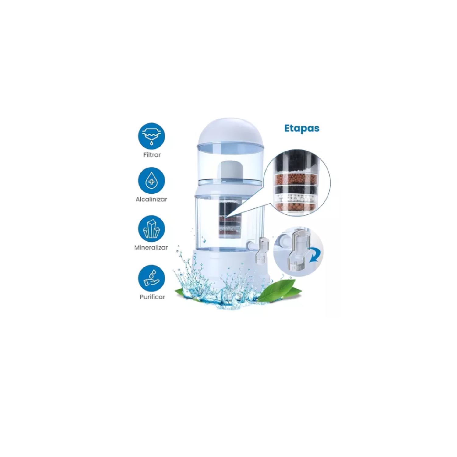 PURIFICADOR MINERALES SODIO FILTRO AGUA DE MESA 14L 7 ETAPAS COLOR BLANCO - 3