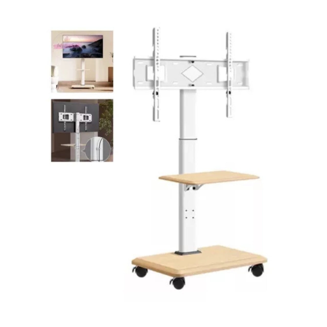 SOPORTE TV RACK MOVIL CON RUEDAS 32 A 75 BASE PEDESTAL STAND - 1