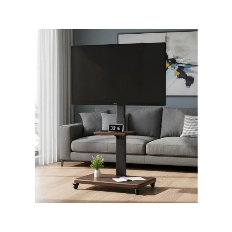 SOPORTE TV RACK MOVIL CON RUEDAS 32 A 75 BASE PEDESTAL STAND - 2
