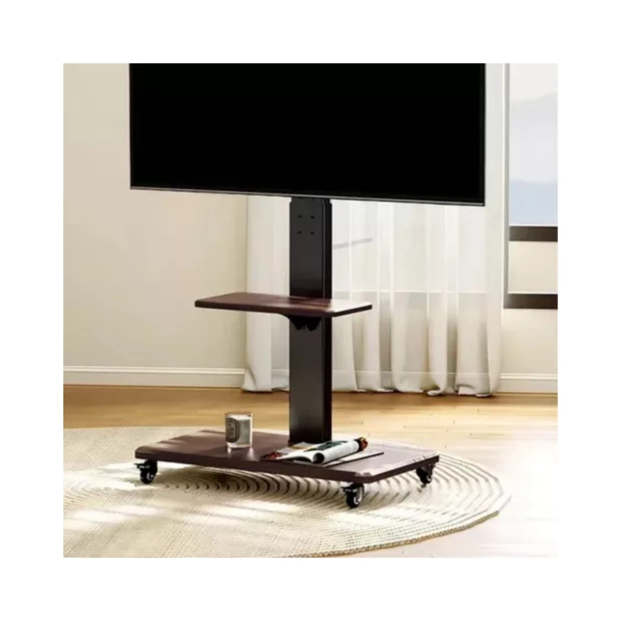 SOPORTE TV RACK MOVIL CON RUEDAS 32 A 75 BASE PEDESTAL STAND - 2
