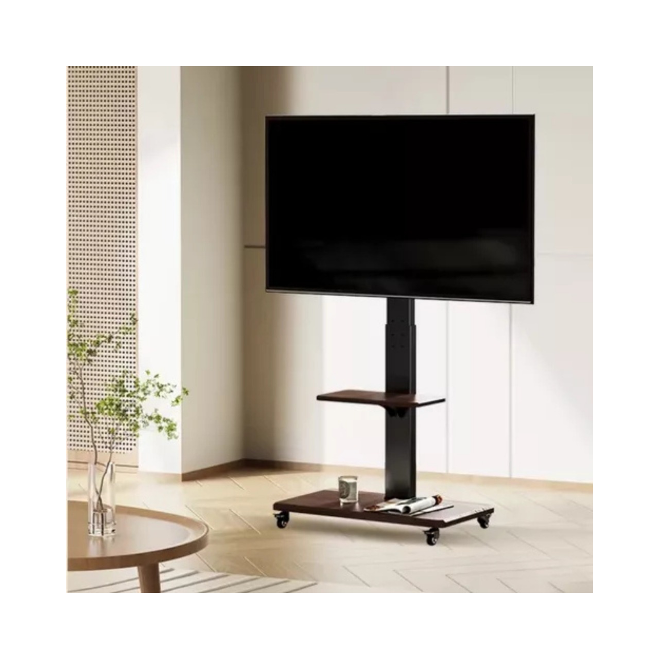 SOPORTE TV RACK MOVIL CON RUEDAS 32 A 75 BASE PEDESTAL STAND - 4