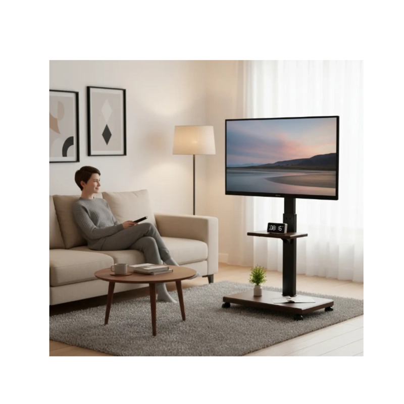 SOPORTE TV RACK MOVIL CON RUEDAS 32 A 75 BASE PEDESTAL STAND - 6