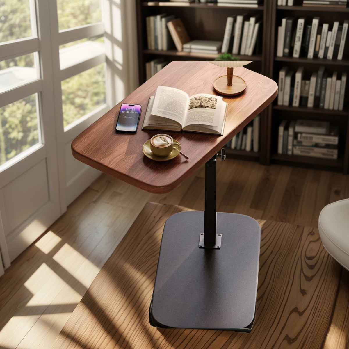 MESA AUXILIAR EN FORMA DE C DE ALTURA AJUSTABLE GIRATORIA - 1