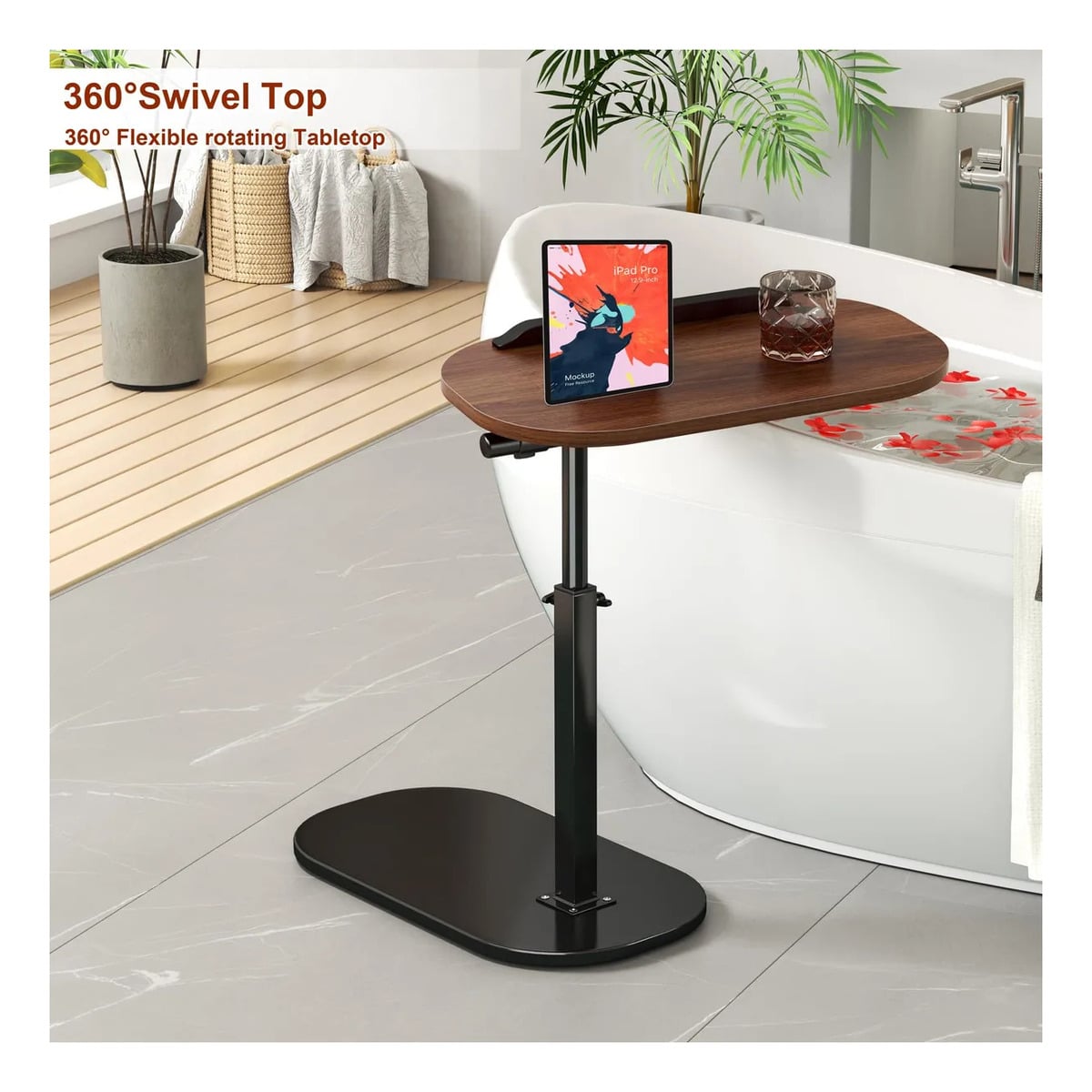 MESA AUXILIAR EN FORMA DE C DE ALTURA AJUSTABLE GIRATORIA - 3