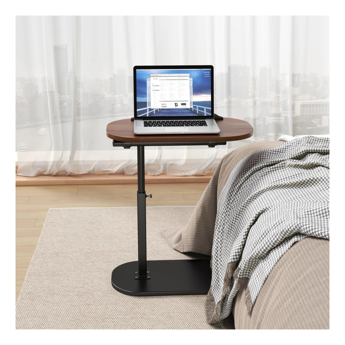 MESA AUXILIAR EN FORMA DE C DE ALTURA AJUSTABLE GIRATORIA - 4