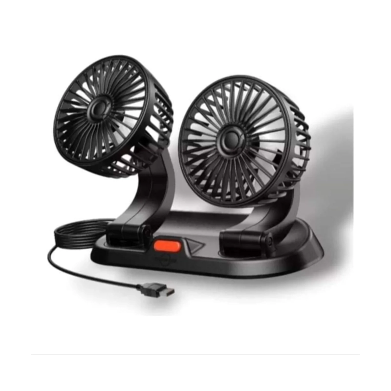 VENTILADOR DOBLE PARA CARRO PUERTO USB 12V - 1