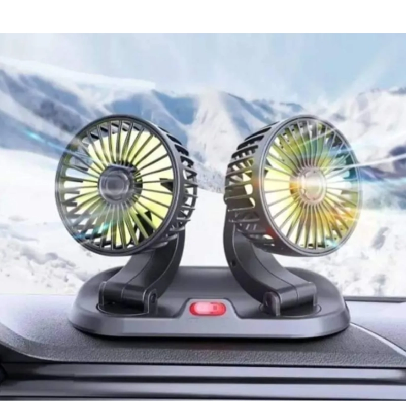 VENTILADOR DOBLE PARA CARRO PUERTO USB 12V - 3