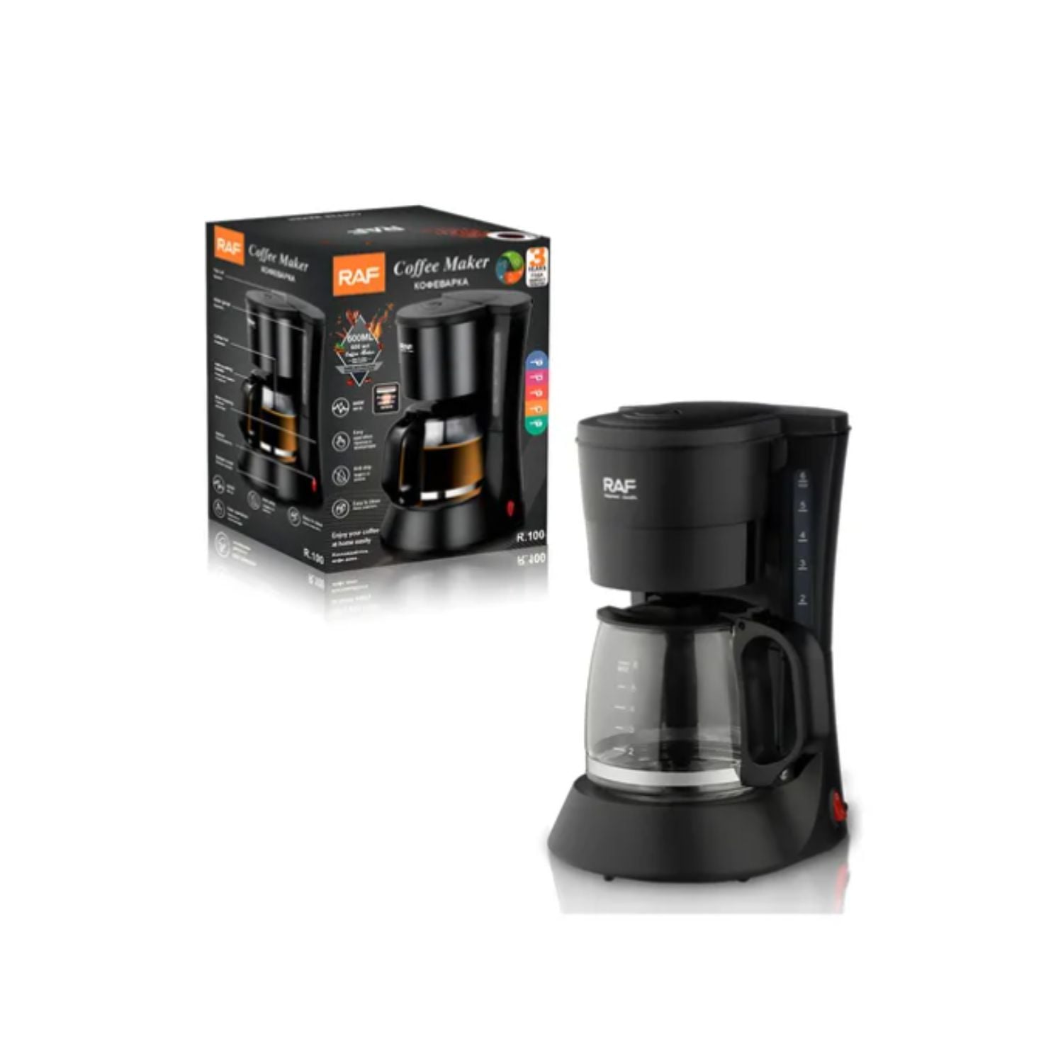 CAFETERA SEMI AUTOMATICA NEGRO RAF JARRA ANTI GOTEO 600ML - 1