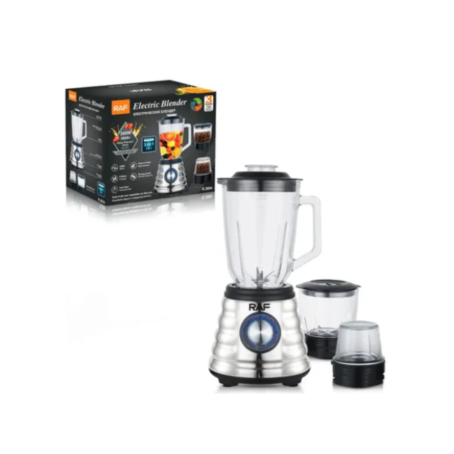 LICUADORA 3 EN 1 JUGOS Y MOLEDOR DE CAFE RAF 300W - 2