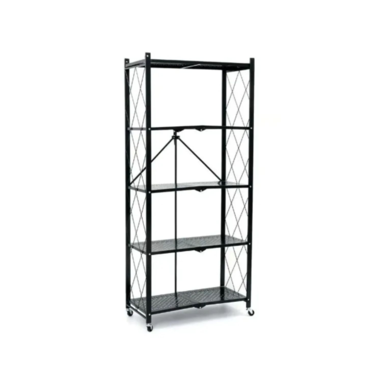 ESTANTE PLEGABLE MULTIUSO METAL 5 NIVELES CON RUEDAS - 1