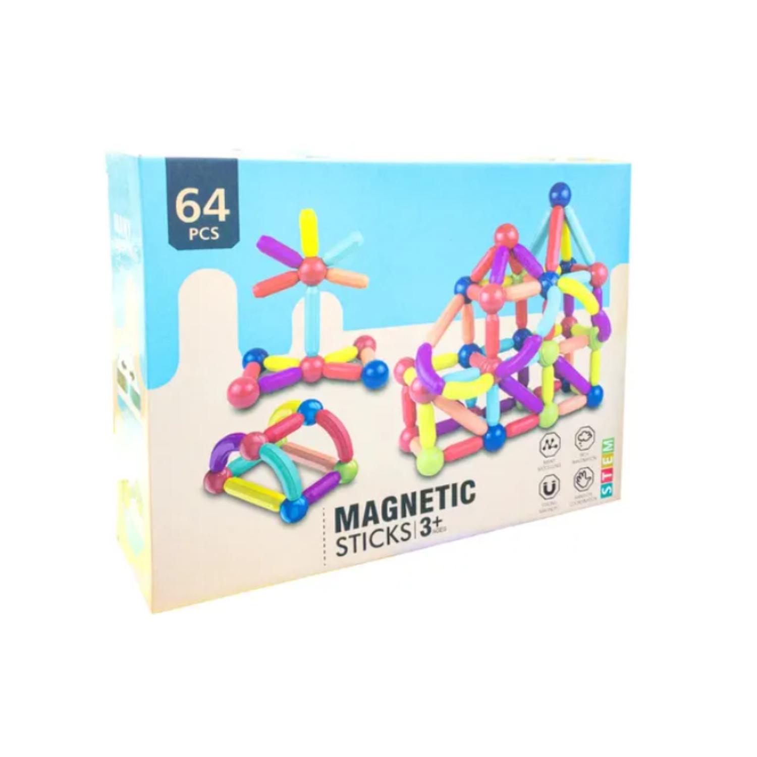 SET DIDACTICO BARRAS MAGNE TICAS 64 PIEZAS PARA NIÑOS NIÑAS - 1