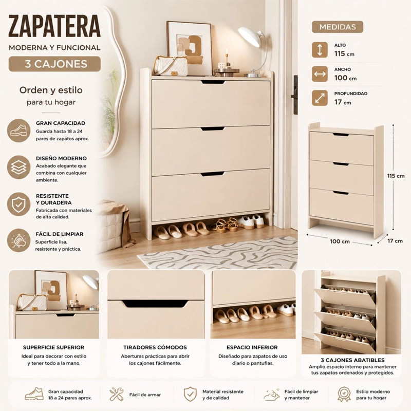 ZAPATERO ORGANIZADOR  DE ENTRADA MODERNO BLANCO - 2