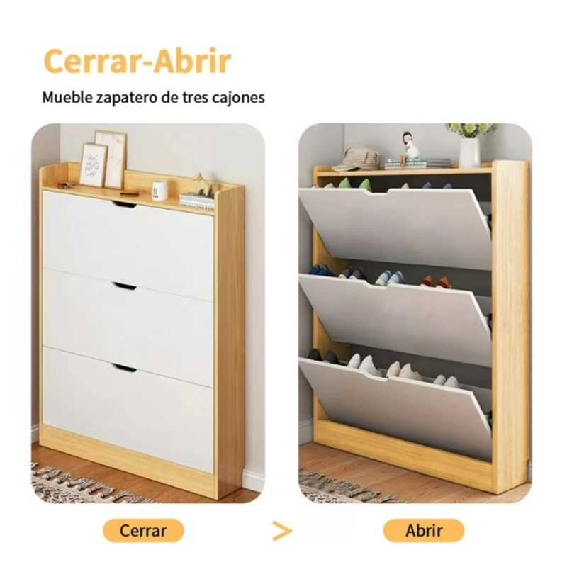 ZAPATERO ORGANIZADOR DE ENTRADA MODERNO BLANCO CON CAFE - 1